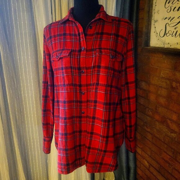 J. Crew Tops - J. Crew Women's Red Plaid Long Sleeve Button-Up Shirt - Size 6